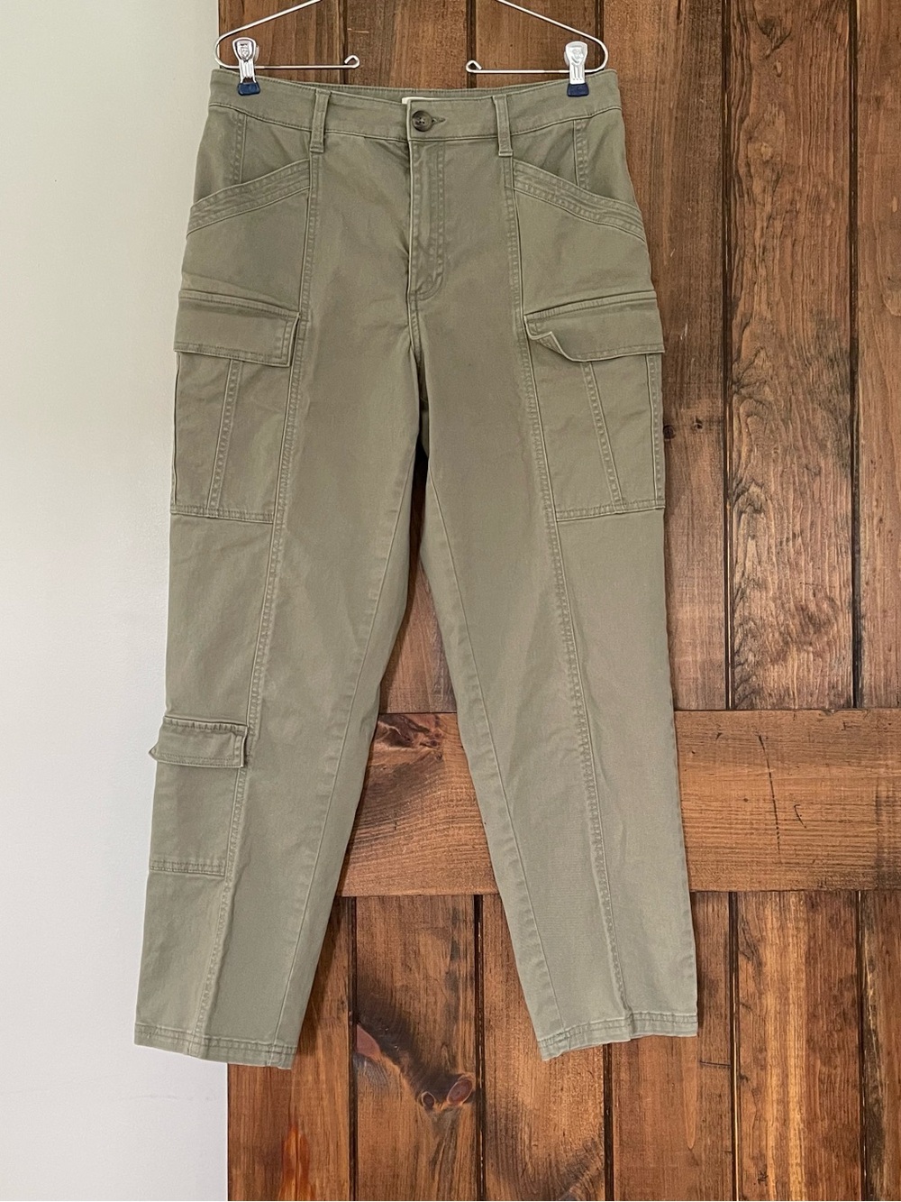 H&M Fatigue Green Pieced Look Cargo Pants 10 Utility Safari Chic